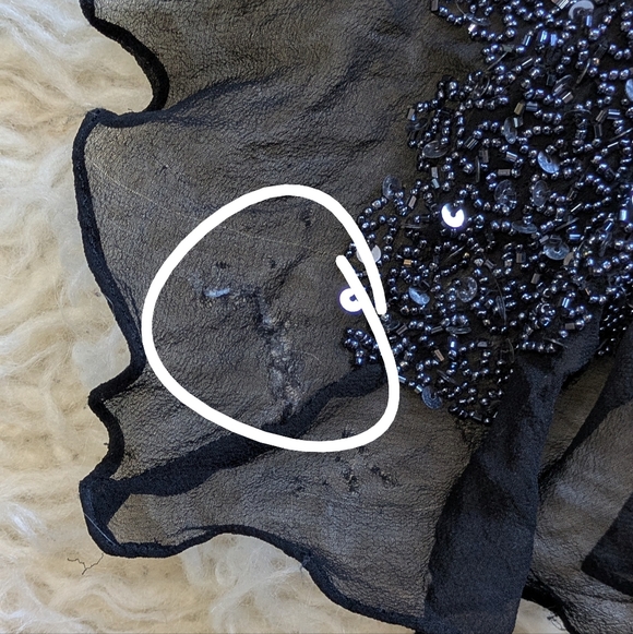 90s Vintage Black Asymmetrical Heavily Beaded Silk Gown by Scala - Picture 6 of 7